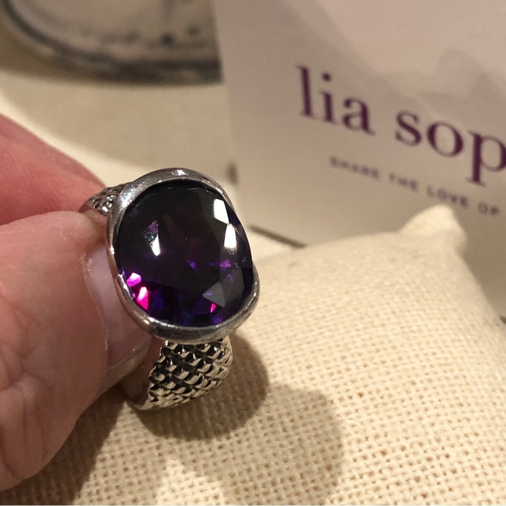 Lia Sophia Silver Ring with Purple Stone